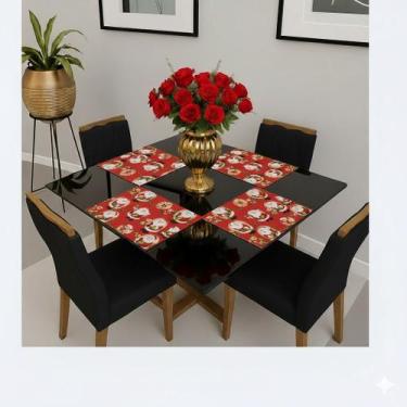 Imagem de Jogo Americano de Tecido - Retangular - Kit 4 Peças - Mesa Posta + Bri