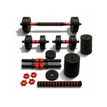 Imagem de Kit Halteres Ajustáveis 6 em 1 Barras e Anilhas Treino em Casa 30kg Consport