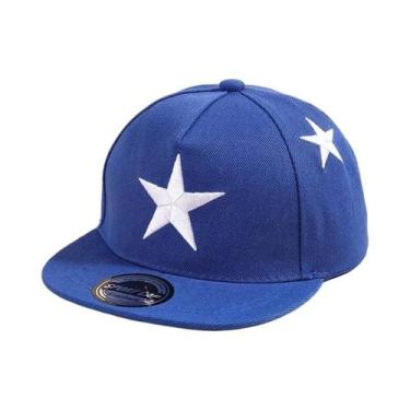 Imagem de Boné Infantil Com Aba Reta E Estrela Bordada, Estilo Hip-Hop, Moda Cas