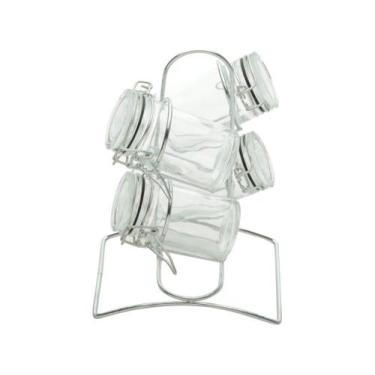 Imagem de Porta condimentos hermético com suporte 5 peças - LYOR, Transparente, 