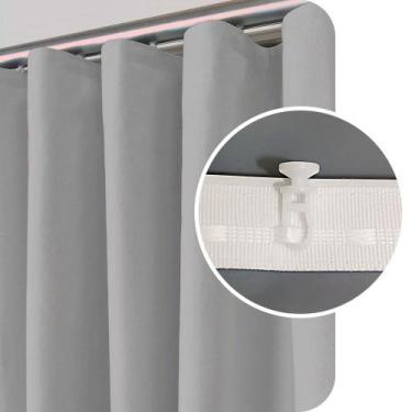 Imagem de Cortina Blackout De Tecido 100% Vedação Trilho Suisso 5,40x2,30m Cinza