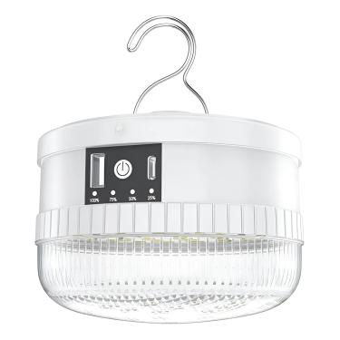 Imagem de Luminária Para Barraca Carisma Recarregável - 4 Níveis, USB + Pilhas AAA/18650, Branca