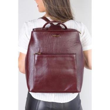 Imagem de Mochila bolsa slim couro liso antifurto Lavínia-Feminino