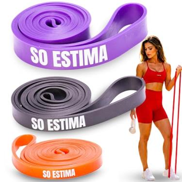 Imagem de Super Band Faixa Elástica para Exercícios Kit 3 Intensidades de Resistência para Musculação Assistência Barra Fixa Agachamento Supino Treino Força em Casa ou Academia