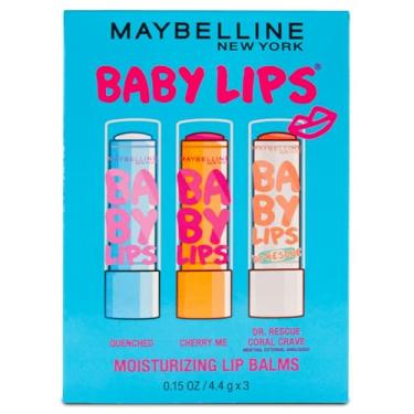 Imagem de Maybelline New York Baby Lips Hidratante Lip Balm Pacote com 3, Essenciais de Cuidados Labiais, 3 Tons
