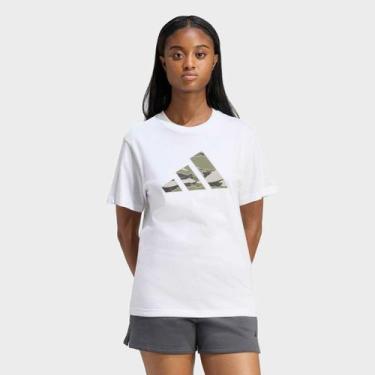 Imagem de Camiseta Adidas Camuflagem Feminina, Branco, M