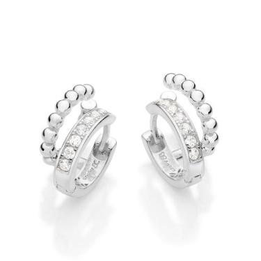 Imagem de Brinco Argola com Zircônias Prata 925 Rommanel 820308 Cor:Prata, Prata