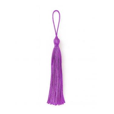 Imagem de Pingente Tessel Cordões Nova Cor 12cm Seda Artesanato, Violeta, 50 uni