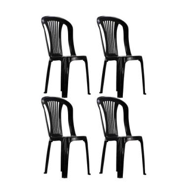 Imagem de Kit 4 Cadeiras Bistrô Plásticas Pretas Jardim Bar - plastic chair