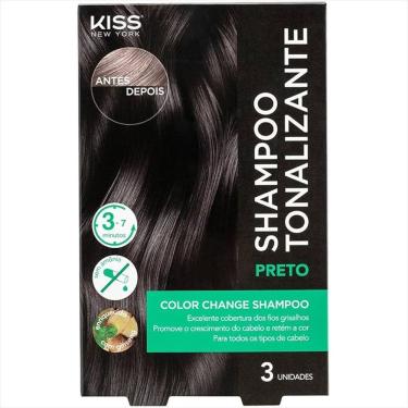 Imagem de Kit Shampoo Tonalizante Kiss NY para Realçar e Camuflar Grisalhos com Extrato de Aloe Vera Preto Kiss New York