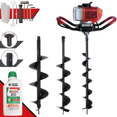 Imagem de Perfurador de Solo GD520B à Gasolina 2T 52CC 2,2HP com Brocas 80x10CM 80x15CM 80x20CM A...