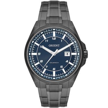 Imagem de Relógio Analógico Masculino MPSS1055 D2GX com Visor Azul Marinho Tipo Ponteiros Pulseira em Aço Inox Energia Solar Preto