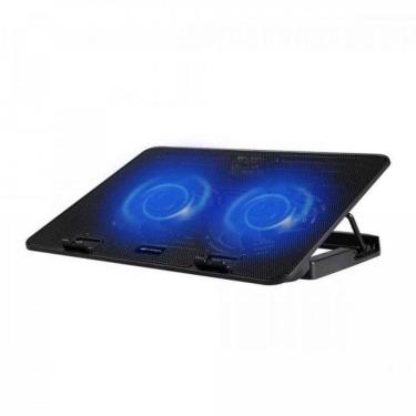 Imagem de Suporte para Notebook com Cooler NBC-50BK com 2 Micro Ventiladores LED Azul e Regulagem de Altura Preto C3tech
