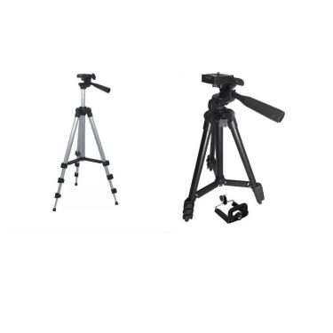 Imagem de Tripé para Câmeras e Celulares OEM Tripod 3110 Altura Ajustável Até 1 e 02 m com Nível de Bolha e Rotação 360° Preto