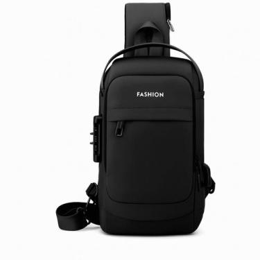 Imagem de Bolsa Masculina Antifurto Transversal Ombro Com Cadeado USB Impermeáve
