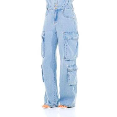 Imagem de Calça Jeans Feminina Arauto Wide Leg Super Cargo-Feminino