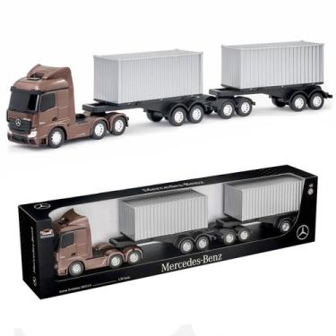 Imagem de Brinquedo Caminhão Carreta Dupla Mercedes-Benz Actros Rodotrem Contain