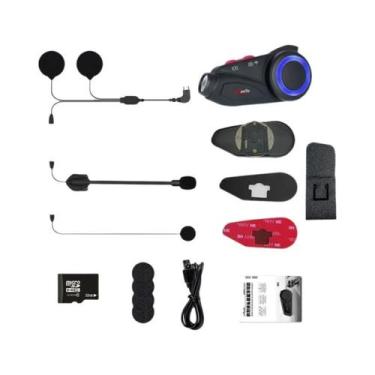 Imagem de Intercomunicador Bluetooth Para Capacete De Moto Com Lente À Prova d'Á