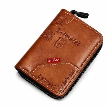 Imagem de CARTEIRA MASCULINA COURO PU PORTA CARTÕES & MOEDAS AMEIMI Cor:Marrom, 