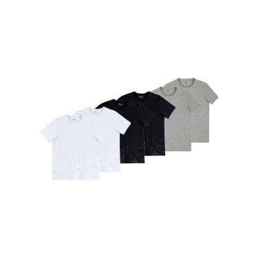Imagem de Kit com 6 Camisetas Masculina Hering 4fv2 Branco-Masculino