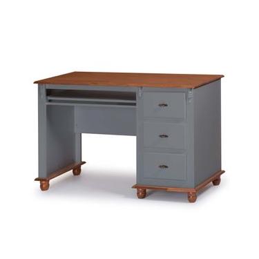Imagem de Escrivaninha Linz 3 Gavetas 80 x 132 x 50 cm (A x L x P) - Cor Cinza Escuro/Imbuia Glazer