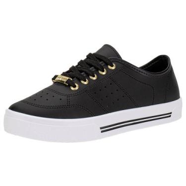Imagem de Tênis feminino casual moleca 5667757, Preto, Branco, 37