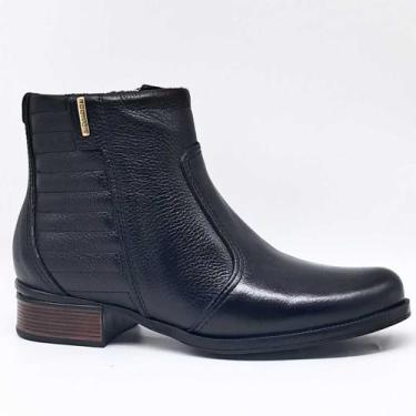 Imagem de Bota Chelsea Couro Feminina Pegada Matelassê Cano Curto Casual Confort