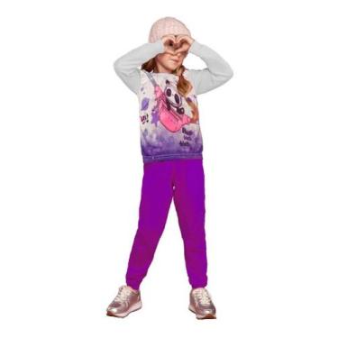 Imagem de Conjunto Moletom Infantil Atacado Calça Inverno Menina 2 A 8 - anjo da