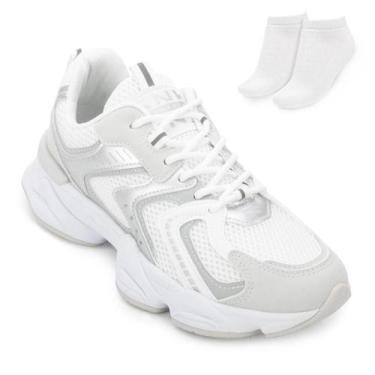 Imagem de Tênis Casual Ramarim e Meia RM25-25901, 36, Branco, Cinza