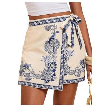 Imagem de Saia Milumia Floral Print Wrap Mini A Line de cintura alta