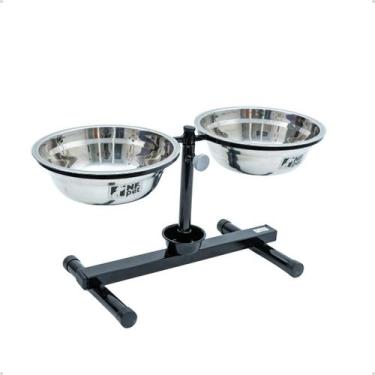 Imagem de Comedouro e Bebedouro Premium Inox Antiformiga Regulável 2,4L - NF Pet