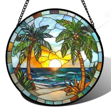 Imagem de Janela de vitral suspensa Sun Catcher Sea Beach Design - GEFOS