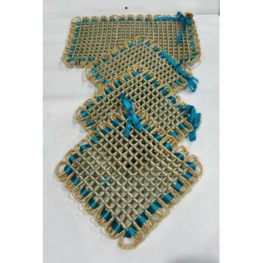 Imagem de Descanso Para Panela Com 4 Peças Sisal - Propria, Azul claro
