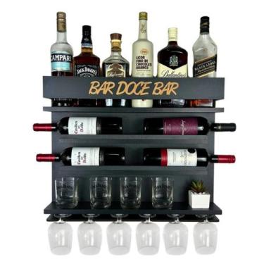 Imagem de Barzinho de Parede com Adega para Vinho e porta taças 2 modelos de med