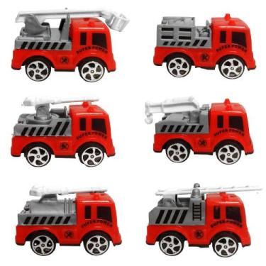 Imagem de Caminhão de Bombeiro Infantil Kit 6 Carrinhos a Fricção - Barcelona