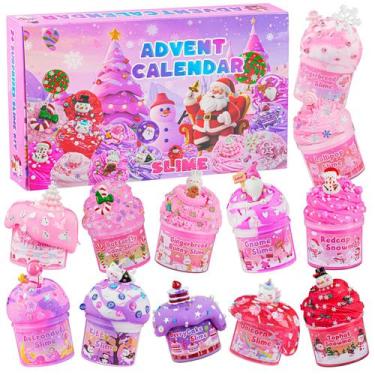 Imagem de Calendário de advento Toy Slime LAWOHO Slime, kit de bricolage rosa de