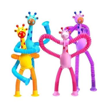 Imagem de Brinquedos Sensoriais De Viagem Girafa 4 Peças, Tubos Pop Fidget Para 