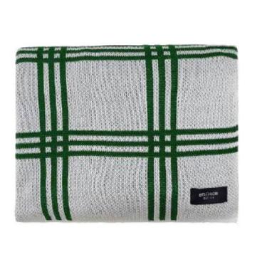 Imagem de Manta Decorativa Tricô Tresse Bows Xadrez Verde 90x180cm - Belchior