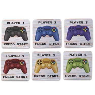 Imagem de Kit 6 Porta Copos Players Presente Criativo Gamer - Geek Vip, Preto