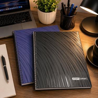 Imagem de Agenda Animativa Easy Week 2027 64 Folhas Espiral 205mm X 280mm Preto e Azul