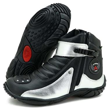 Imagem de Bota Cano Curto Couro Para Motociclista ATRON 271 KM PRATA Cor:Prata;Tamanho:37