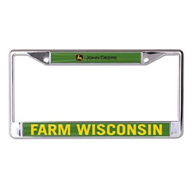 Imagem de Moldura para placa de licença John Deere oficialmente licenciada WinCraft State Pride metal, Fazenda Wisconsin