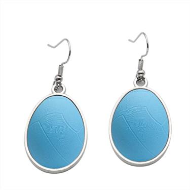 Imagem de Brinco Dodgeball em cor azul sobre fundo branco - Brincos pendentes para meninas - Presente de festa de aniversário dos namorados, Metal, Sem pedras preciosas
