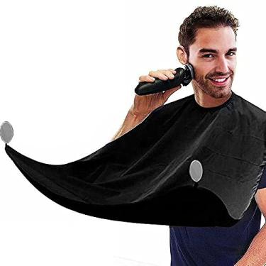 Imagem de Avental de barba, apanhador de cabelo antiaderente para homens com 2 ventosas, impermeável, conjunto de babador de barba para aparar (preto)