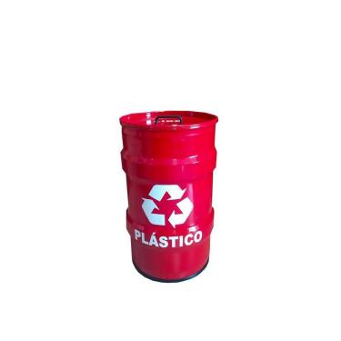 Imagem de Lixeira Metalica Tambor Reciclagem Plastico Tonel 50Lt