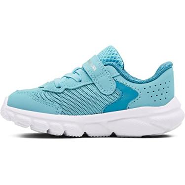 Imagem de Under Armour Tênis de corrida feminino Infant Assert 9 com fecho alternativo, Azul-celeste (300)/branco, 5 Big Kid