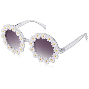 Imagem de Circus NY by Sam Edelman Óculos de sol femininos CC346 Daisy Flower Round com proteção UV400 - Presentes modernos para ela, 49 mm, Branco, 49 mm