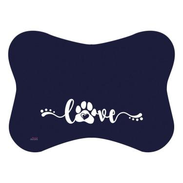 Imagem de Tapete Pet Osso Azul Cachorro E Gato Comedouro