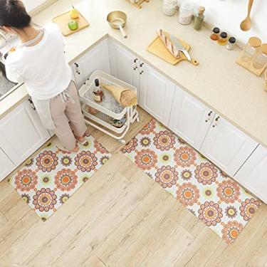 Imagem de youyoucool Tapete de cozinha, 2 peças, tapetes e tapetes de cozinha, tapete acolchoado antifadiga, conjunto de tapetes de cozinha antiderrapantes à prova d'água para cozinha, escritório, pia 51 x 78