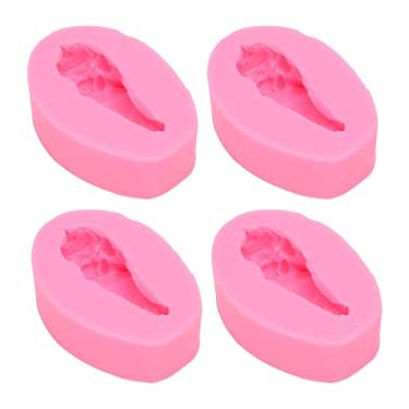 Imagem de Molde Fondant de Silicone, 4 Peças Rosa Resistência a Temperaturas Altas e Baixas DIY Doces Molde de Chocolate Molde de Decoração de Bolos Molde de Pastelaria para Cupcakes de Festa Sabonete
